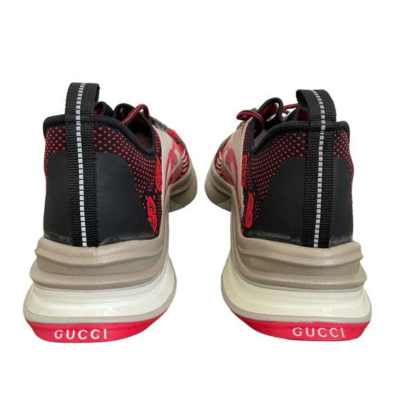 GUCCI Men's GG Run Sneakers Technical Knit 680900 Red Black Gray Sz 11 US 11.5 - Picture 6 of 16